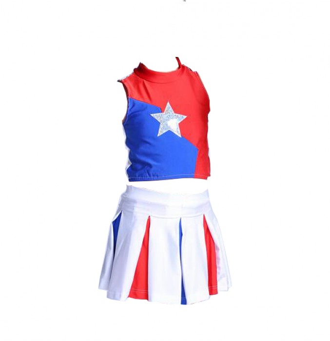 SKCU012 design sleeveless jacket Cheerleading Uniform style customized shorts Cheerleading Uniform style sleeveless custom pleated skirt Cheerleading Uniform style Cheerleading Uniform Factory