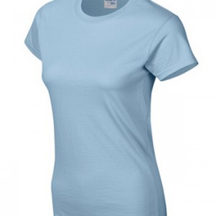 SKT043 light blue 069 short sleeved women' s round neck collar t-shirt 76000L good breathable tee shirt tshirts supplier Hong Kong tailor made printed tee local company price