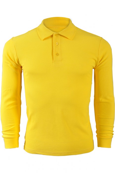 SKLPS008 solid color banana yellow 049 long-sleeved men's Polo shirt 1AD01 supply order solid color long-sleeved polo shirt cotton breathable polo shirt polo shirt made in hong kong price