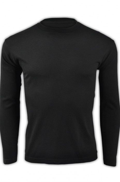 SKLST011 black 005 long sleeved men' s T shirt 00101-LVC tailor made make pure plain color tee shirts long sleeved with elastic force and spandex fit high breathability breathable tee supplier company price