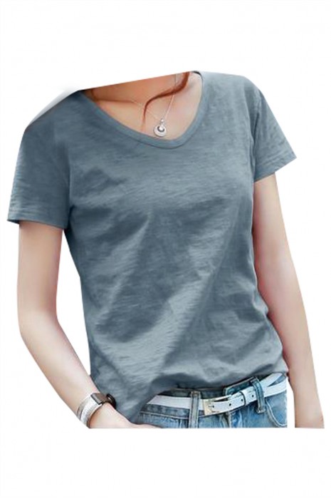 SKT032 Design cotton loose short-sleeved T-shirt Manufacture V-neck net color short-sleeved T-shirt Supplier Bamboo cotton T-shirt