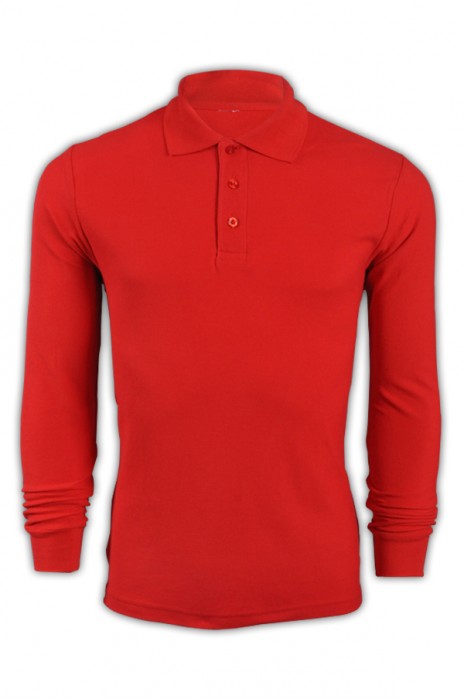 SKLPS004 solid color red 030 long sleeve men's Polo shirt 1AD01 design custom DIY solid color Polo shirt polo shirt supplier polo shirt price