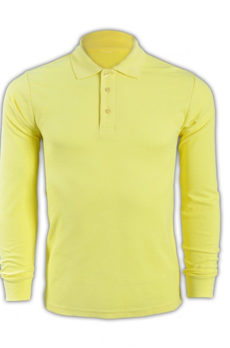 SKLPS006 solid color yellow 044 long-sleeved men's Polo shirt 1AD01 custom-made solid color long-sleeved Polo shirt sports comfort polo shirt polo shirt manufacturer polo shirt price