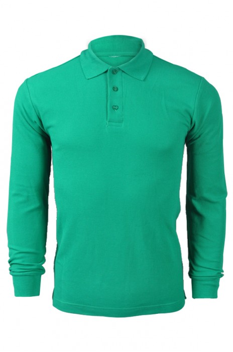 SKLPS010 pure colour plain color green 064 long sleeved men' s Polo shirt 1AD01 supply pure color shirts cotton fit high breathability breathable tee pure colour cotton 100% polo shirts supplier HK company price