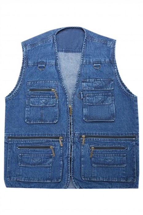 SKJN006 custom denim vest design outdoor fishing vest vest zipper jacket denim center