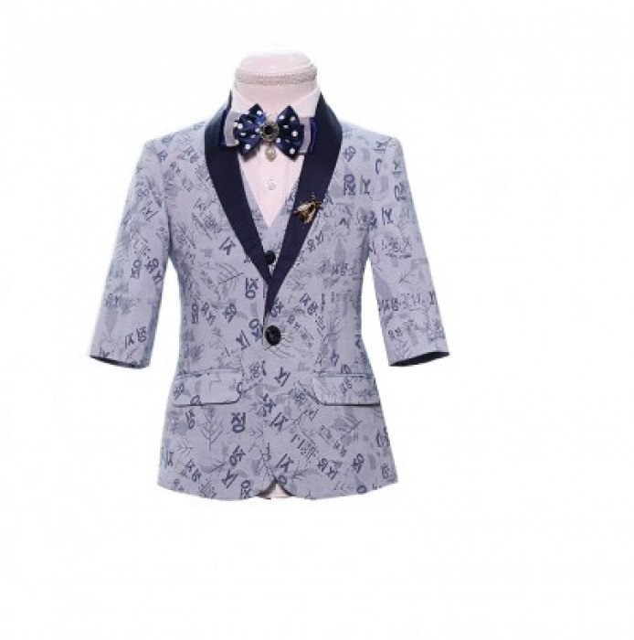 SKCST022 custom-made short children's suit style seven-sleeve performance suit flower shirt flower dress children's suit manufacturer